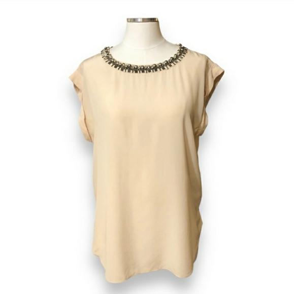 REBECCA TAYLOR Silk Embellished Scoop Neck Top100% - Picture 3 of 9